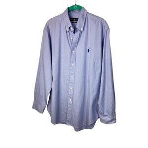 Ralph Lauren Classic Fit Button Down Small Blue Check Mens Dress Shirt Sz 16 EUC